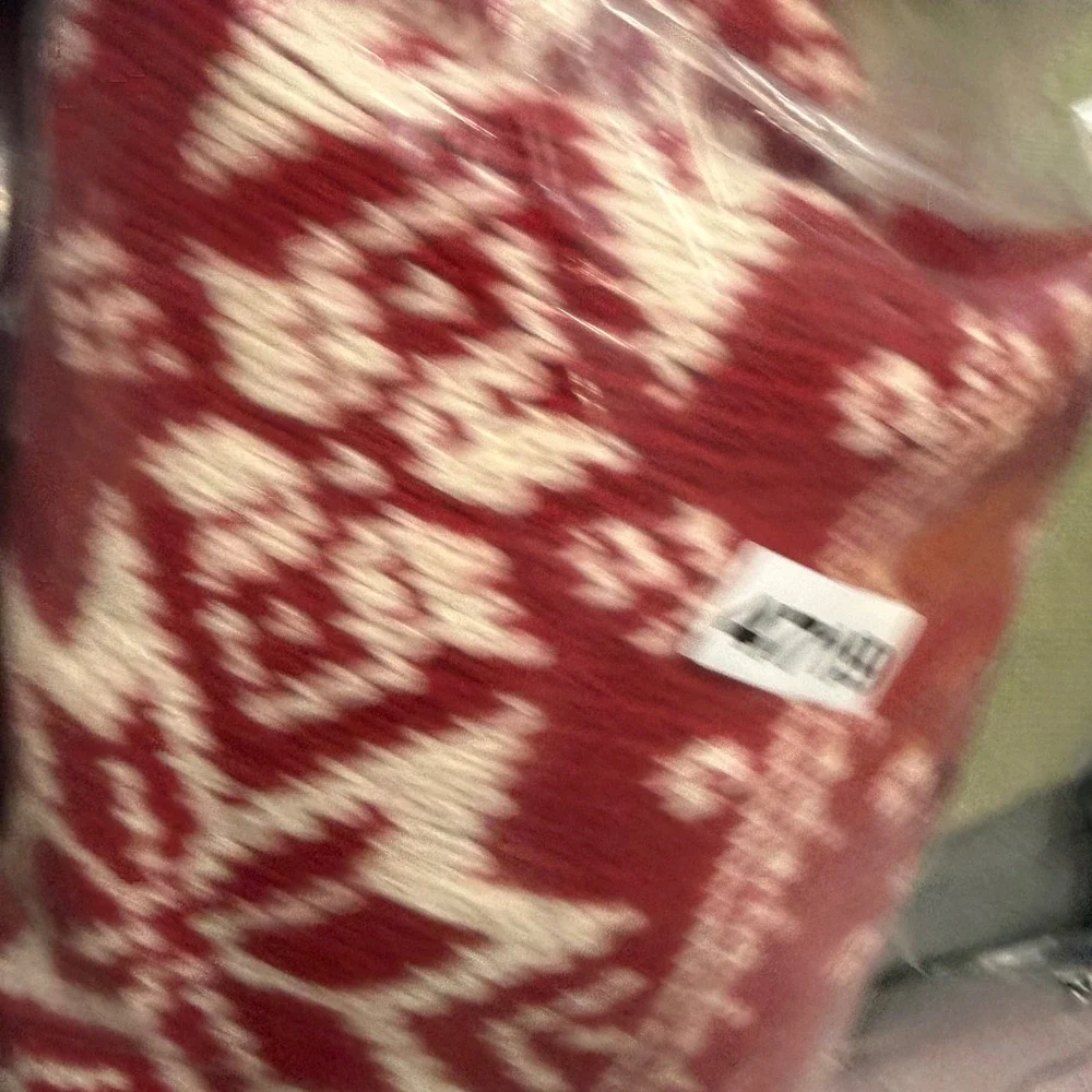 Tommy‎ Hilfiger Mens Red Wool Blend Fair Isle Snowflake Sweater Large Vintage